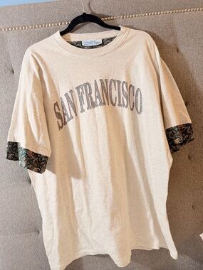 San Francisco Graphic Tee with Paisley Sleeve Trim